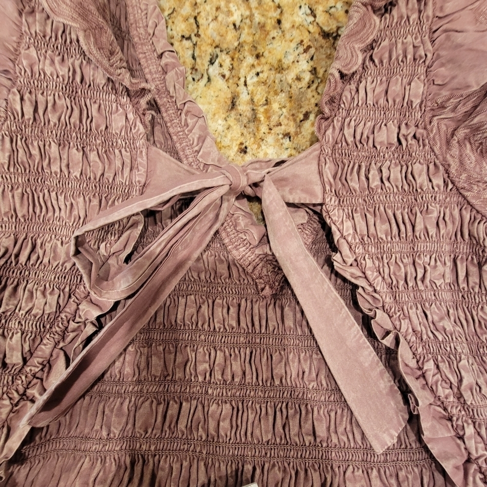Sea New York Heidi Flutter Sleeve Tiered Dress‎ Midi Open Back Rose Women's 10 - Picture 14 of 15